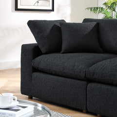 Commix Black Down Filled Overstuffed Boucle Fabric Loveseat - Ornate Home