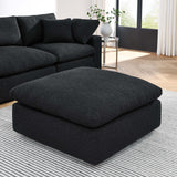 Commix Black Down Filled Overstuffed Boucle Fabric Ottoman - Ornate Home