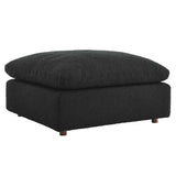 Commix Black Down Filled Overstuffed Boucle Fabric Ottoman - Ornate Home