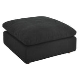 Commix Black Down Filled Overstuffed Boucle Fabric Ottoman - Ornate Home