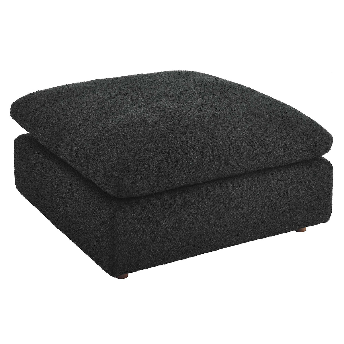 Commix Black Down Filled Overstuffed Boucle Fabric Ottoman - Ornate Home