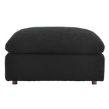 Commix Black Down Filled Overstuffed Boucle Fabric Ottoman - Ornate Home