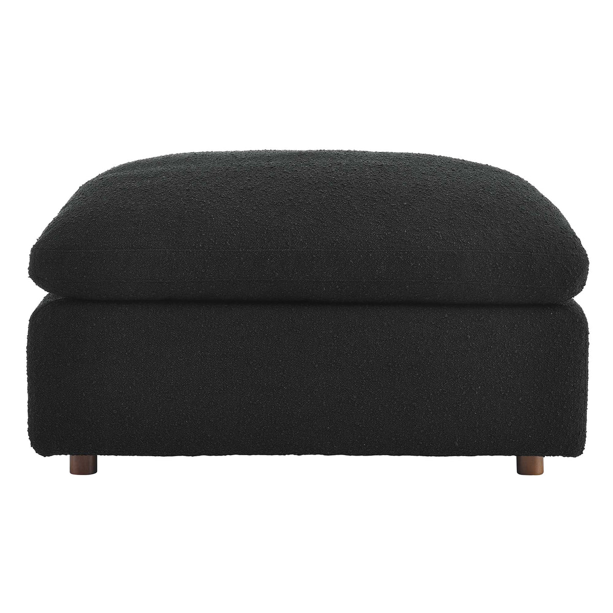 Commix Black Down Filled Overstuffed Boucle Fabric Ottoman - Ornate Home