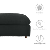 Commix Black Down Filled Overstuffed Boucle Fabric Ottoman - Ornate Home