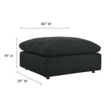 Commix Black Down Filled Overstuffed Boucle Fabric Ottoman - Ornate Home