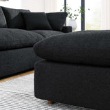 Commix Black Down Filled Overstuffed Boucle Fabric Ottoman - Ornate Home