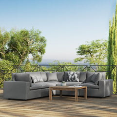 Commix Charcoal 5-Piece Outdoor Patio Sectional Sofa - 108x108" - Ornate Home