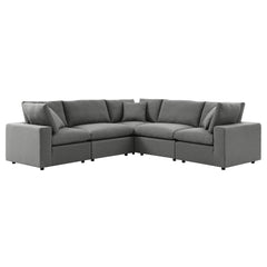 Commix Charcoal 5-Piece Outdoor Patio Sectional Sofa - 108x108" - Ornate Home