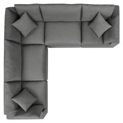 Commix Charcoal 5-Piece Outdoor Patio Sectional Sofa - 108x108" - Ornate Home