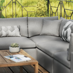 Commix Charcoal 5-Piece Outdoor Patio Sectional Sofa - 108x108" - Ornate Home