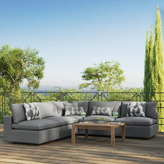 Commix Charcoal 5-Piece Outdoor Patio Sectional Sofa - 108x108x24" - Ornate Home