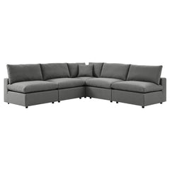 Commix Charcoal 5-Piece Outdoor Patio Sectional Sofa - 108x108x24" - Ornate Home