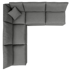 Commix Charcoal 5-Piece Outdoor Patio Sectional Sofa - 108x108x24" - Ornate Home