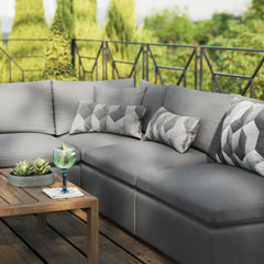 Commix Charcoal 5-Piece Outdoor Patio Sectional Sofa - 108x108x24" - Ornate Home