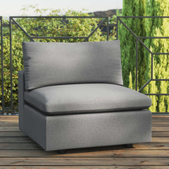 Commix Charcoal Overstuffed Outdoor Patio Armless Chair - Ornate Home