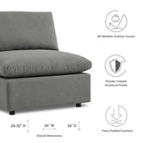Commix Charcoal Overstuffed Outdoor Patio Armless Chair - Ornate Home