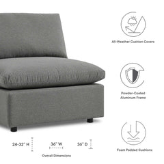 Commix Charcoal Overstuffed Outdoor Patio Armless Chair - Ornate Home
