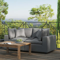 Commix Charcoal Overstuffed Outdoor Patio Loveseat - Ornate Home