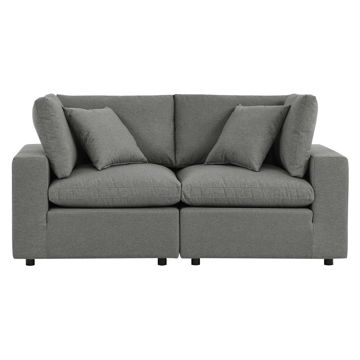 Commix Charcoal Overstuffed Outdoor Patio Loveseat - Ornate Home