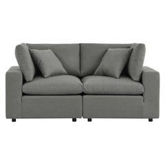 Commix Charcoal Overstuffed Outdoor Patio Loveseat - Ornate Home