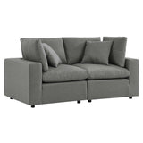 Commix Charcoal Overstuffed Outdoor Patio Loveseat - Ornate Home