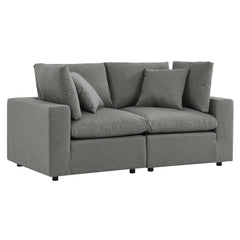 Commix Charcoal Overstuffed Outdoor Patio Loveseat - Ornate Home