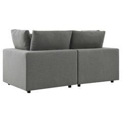 Commix Charcoal Overstuffed Outdoor Patio Loveseat - Ornate Home