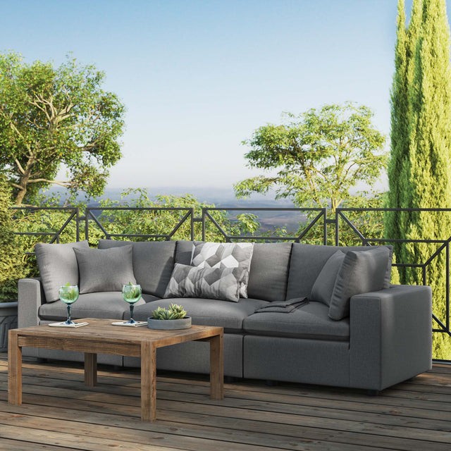 Commix Charcoal Overstuffed Outdoor Patio Sofa - Ornate Home