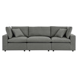 Commix Charcoal Overstuffed Outdoor Patio Sofa - Ornate Home