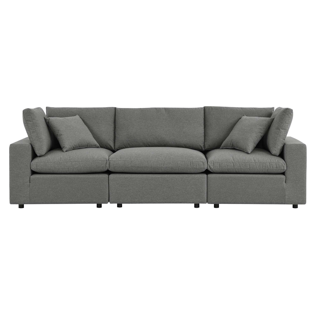 Commix Charcoal Overstuffed Outdoor Patio Sofa - Ornate Home