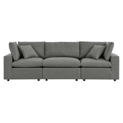 Commix Charcoal Overstuffed Outdoor Patio Sofa - Ornate Home