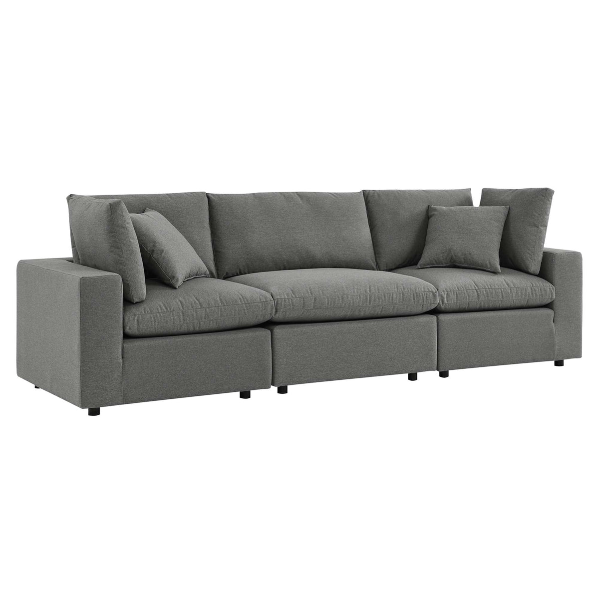 Commix Charcoal Overstuffed Outdoor Patio Sofa - Ornate Home