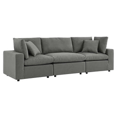 Commix Charcoal Overstuffed Outdoor Patio Sofa - Ornate Home