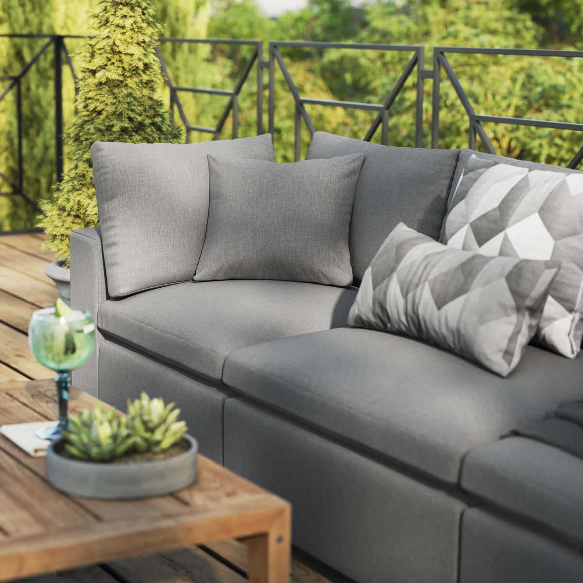 Commix Charcoal Overstuffed Outdoor Patio Sofa - Ornate Home