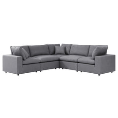 Commix Gray 5-Piece Sunbrella Outdoor Patio Sectional Sofa - 108x108" - Ornate Home
