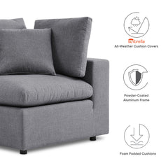 Commix Gray 5-Piece Sunbrella Outdoor Patio Sectional Sofa - 108x108" - Ornate Home