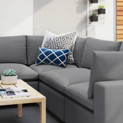 Commix Gray 5-Piece Sunbrella Outdoor Patio Sectional Sofa - 108x108" - Ornate Home
