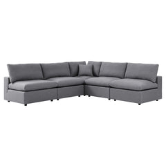 Commix Gray 5-Piece Sunbrella Outdoor Patio Sectional Sofa - 108x108x24" - Ornate Home
