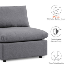Commix Gray 5-Piece Sunbrella Outdoor Patio Sectional Sofa - 108x108x24" - Ornate Home