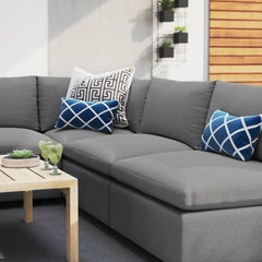Commix Gray 5-Piece Sunbrella Outdoor Patio Sectional Sofa - 108x108x24" - Ornate Home