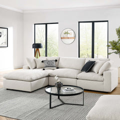 Commix Ivory 4-Piece Down Filled Overstuffed Boucle Fabric Sectional Sofa - Ornate Home
