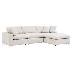 Commix Ivory 4-Piece Down Filled Overstuffed Boucle Fabric Sectional Sofa - Ornate Home