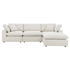 Commix Ivory 4-Piece Down Filled Overstuffed Boucle Fabric Sectional Sofa - Ornate Home