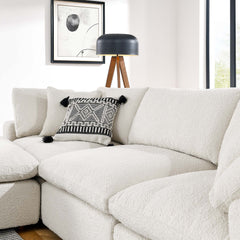 Commix Ivory 4-Piece Down Filled Overstuffed Boucle Fabric Sectional Sofa - Ornate Home