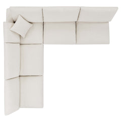 Commix Ivory 5-Piece Down Filled Overstuffed Boucle Fabric Sectional Sofa - 40x119" - Ornate Home
