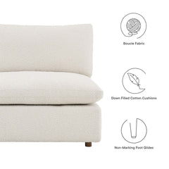 Commix Ivory 5-Piece Down Filled Overstuffed Boucle Fabric Sectional Sofa - 40x119" - Ornate Home