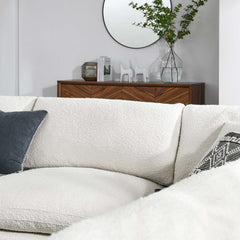 Commix Ivory 5-Piece Down Filled Overstuffed Boucle Fabric Sectional Sofa - 40x119" - Ornate Home