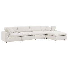 Commix Ivory 5-Piece Down Filled Overstuffed Boucle Fabric Sectional Sofa - 80x160" - Ornate Home