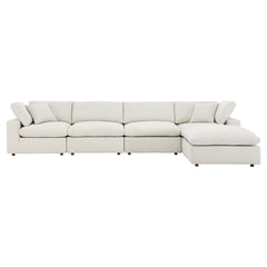 Commix Ivory 5-Piece Down Filled Overstuffed Boucle Fabric Sectional Sofa - 80x160" - Ornate Home