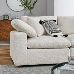 Commix Ivory 5-Piece Down Filled Overstuffed Boucle Sectional Sofa - Ornate Home